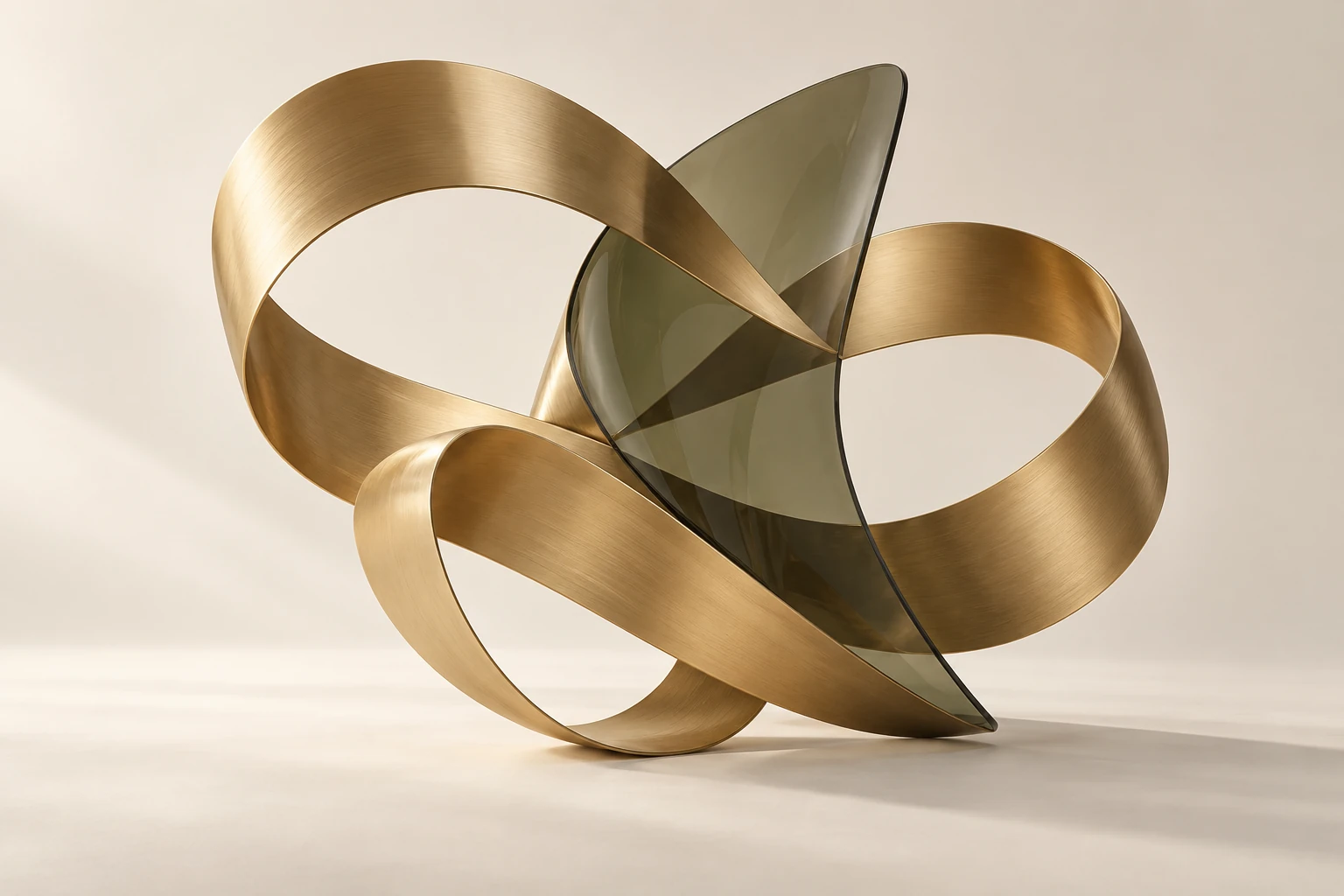 Sculpture abstraite de bronze et de verre — illustration artistique